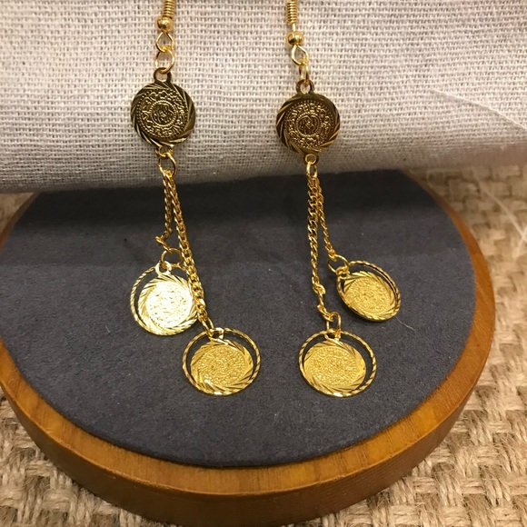 Lira Earrings, Coin Earrings, Dangle and dangle earrings, Middle East Jewelry - Picture 4 of 6